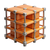 3D Render Orange Cube Structure png