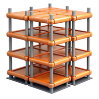 3D Render Orange and Gray Modular Structure png