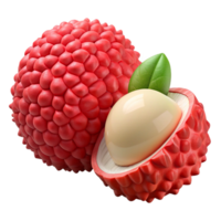 3D Lychee Illustration, Red Fruit, Detailed Render png