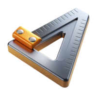 3D Render of Metallic Triangle Ruler png
