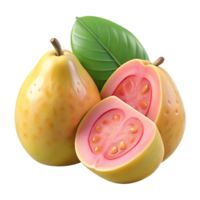 3D Illustration of Guavas with Leaf png