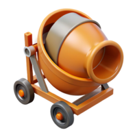 Orange Cement Mixer 3D Render png