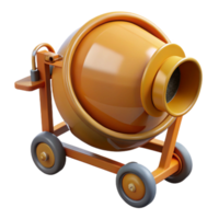 Orange Cement Mixer 3D Render png