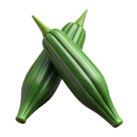 3D Render of Green Okra Pods png