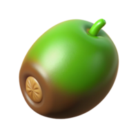 3d render verde fruta ilustração png