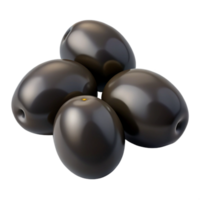3D Render of Four Shiny Black Olives png
