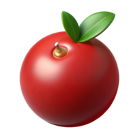 3d render vermelho maçã com folhas png