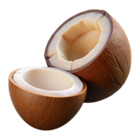 3D Render of a Broken Coconut png