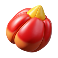 3D Render Red and Yellow Abstract Fruit Illustration png