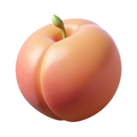 3D Peach Render Juicy Fruit Realistic Image png
