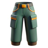 3D Render Green Cargo Pants Illustration png