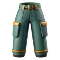 3D Render Green Cargo Pants Illustration png
