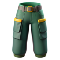 3D Render Green Cargo Pants Illustration png
