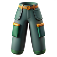 3D Render of Green Cargo Pants png