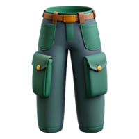3D Render Green Cargo Pants Illustration png