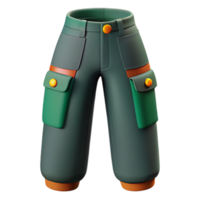 3D Render Green Cargo Pants Illustration png