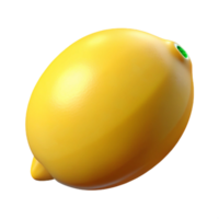 3D Lemon Render Bright Yellow Citrus Fruit png