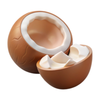 3D Render of a Broken Coconut png