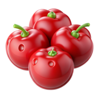 3D Render of Red Peppers with Happy Faces png