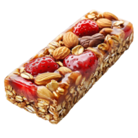 A bar of nuts and berries with a strawberry on top png