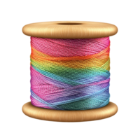 A spool of thread with a rainbow colored thread png