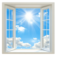 An open window with the sun shining through it png