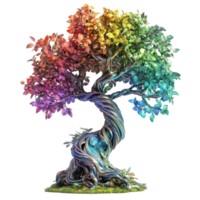 A colorful tree with a rainbow colored base png
