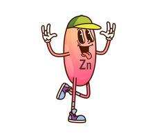Cartoon groovy Zn vitamin micronutrient character vector