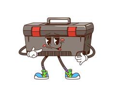 Groovy toolbox cartoon character, DIY repair tool vector