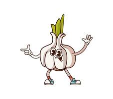Groovy garlic vegetable character happy dance vector