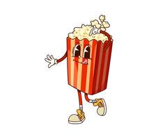Fast food groovy popcorn bucket funny character vector