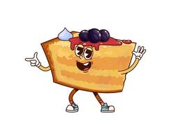 Funny groovy cake character biscuit dessert slice vector