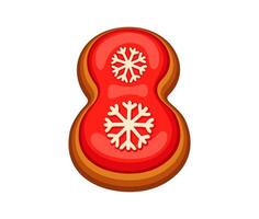 Gingerbread math number eight with red icing vector