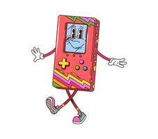 Retro groovy gamepad isolated cartoon character vector