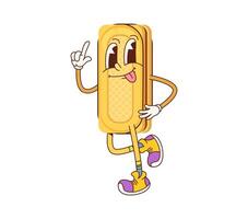 Funny cookie or waffle cartoon groovy character vector