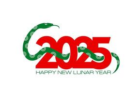 Chinese Lunar New Year snake and 2025 date number vector