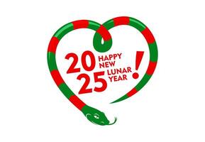 2025 number, Chinese Lunar New Year snake in heart vector
