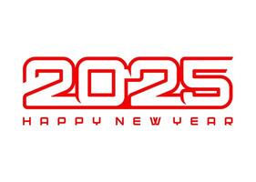 Happy new 2025 year calendar number, red text vector