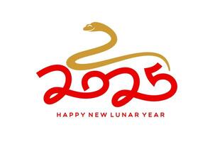 2025 date number, snake for Chinese Lunar New Year vector