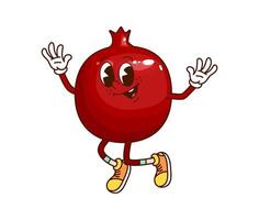 Cartoon funny groovy pomegranate fruit character vector