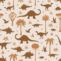 Prehistoric dinosaurs seamless pattern background vector