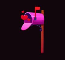 Cartoon romantic mailbox with floating red hearts vector