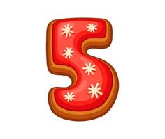 Christmas gingerbread cookie like the number five vector