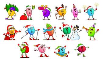 Christmas vitamin micronutrient groovy characters vector