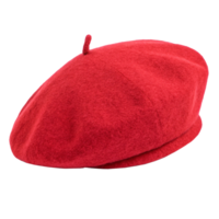 Red wool beret on transparent background. png