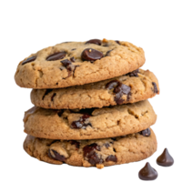 Stack of chocolate chip cookies on transparent background. png