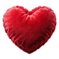 Plush red heart-shaped pillow on transparent background. png