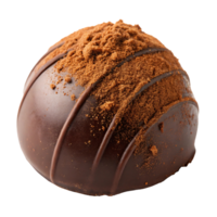 Close-up of chocolate truffle with cocoa powder on top. png
