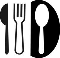 Utensils Icon on Black and White Background Flat chef symbol vector