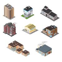 Isometric Architecture Buildings Icon Set Color Illustration Design vector